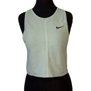Nike Rebel Cropped Mesh Tank L Moss Green Barely Volt Dri-Fit